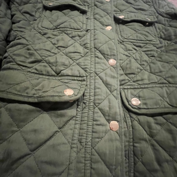 J. Crew Quilted Downtown Field Green Cotton Zip Gold Snap Jacket XS - Picture 4 of 13